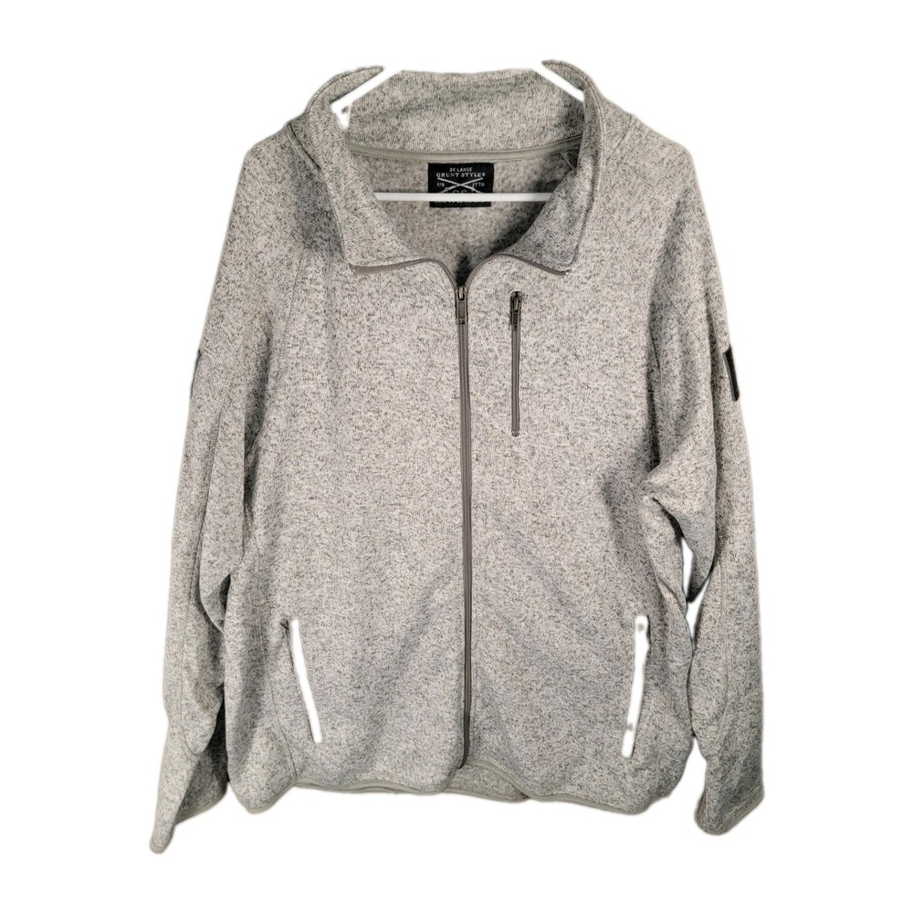 Grunt Style Jacket Mens 3XL Big and Tall Heather Gray Sweater Knit Fleece Zip